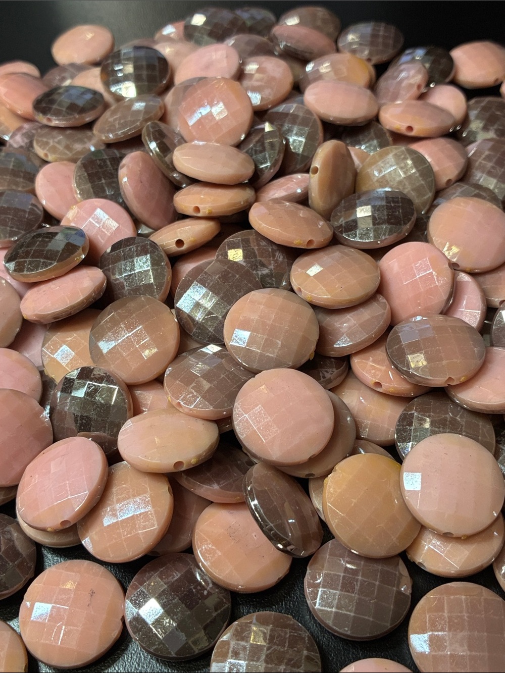 Lot of 191 faceted ABS finish pink round disk beads